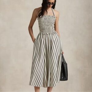 Polo by Ralph Lauren Black and White Striped Midi Dress TAYLOR SWIFT ENGAGEMENT